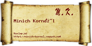 Minich Kornél névjegykártya